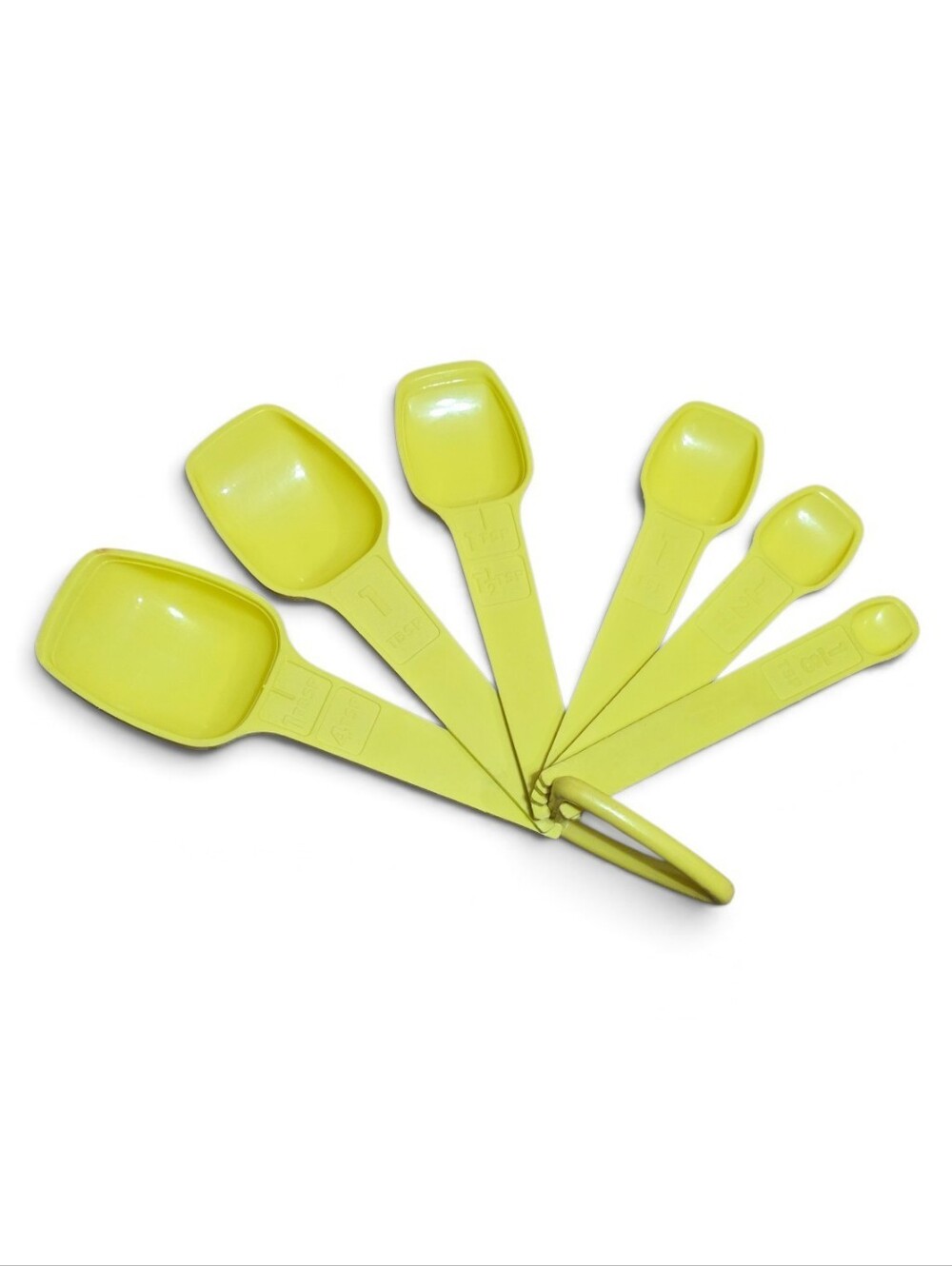 Vintage Yellow Tupperware Nesting Measuring Spoon Set - 6 Piece